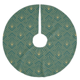 Art Deco  Abstract Geometrisch Groen en Goud Kerstboom Rok