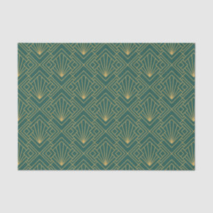 Art Deco  Abstract Geometrisch Groen en Goud Tissuepapier