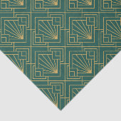 Art Deco  Abstract Geometrisch Groen en Goud Tissuepapier (Detail)