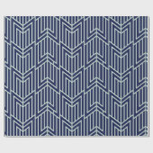 Art Deco Abstract geometrisch patroon blauw Cadeaupapier (Vlak)