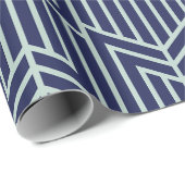 Art Deco Abstract geometrisch patroon blauw Cadeaupapier (Rol Hoek)