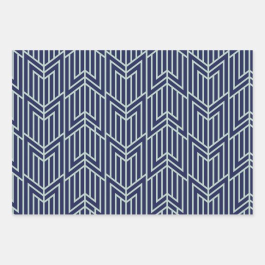 Art Deco Abstract geometrisch patroon blauw Inpakpapier Vel (Voorkant)