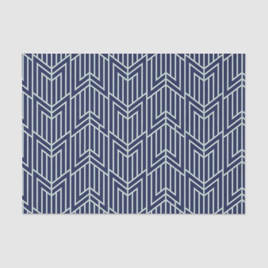 Art Deco Abstract geometrisch patroon blauw Tissuepapier (Voorkant)