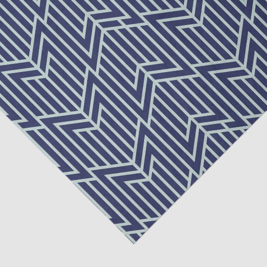 Art Deco Abstract geometrisch patroon blauw Tissuepapier (Detail)