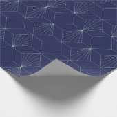Art Deco Abstract geometrisch patroon donkerblauw Cadeaupapier (Hoek)