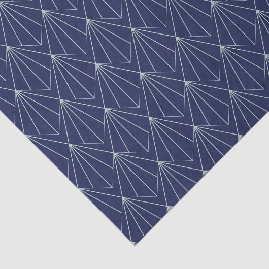 Art Deco Abstract geometrisch patroon donkerblauw Tissuepapier (Detail)