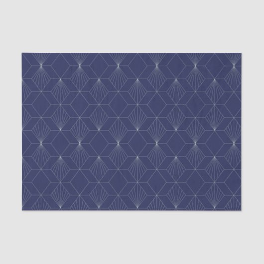 Art Deco Abstract geometrisch patroon donkerblauw Tissuepapier (Voorkant)