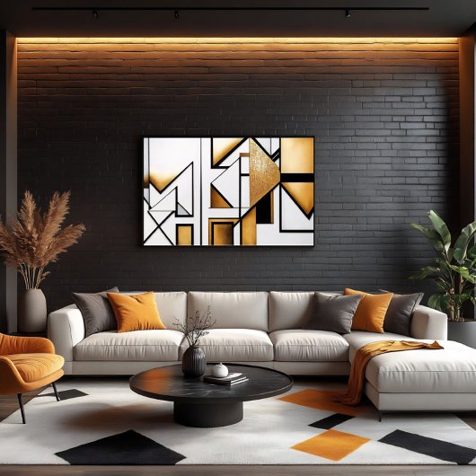 Art Deco Abstract Goud en Zwart Canvas Afdruk