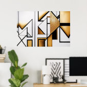 Art Deco Abstract Goud en Zwart Poster (Thuiskantoor)