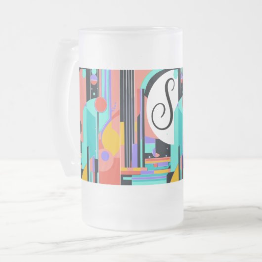 Art Deco Abstract Matglas Bierpul (Voorkant links)