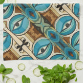 Art Deco Abstract Oogpatroon Theedoek (Gevouwen)