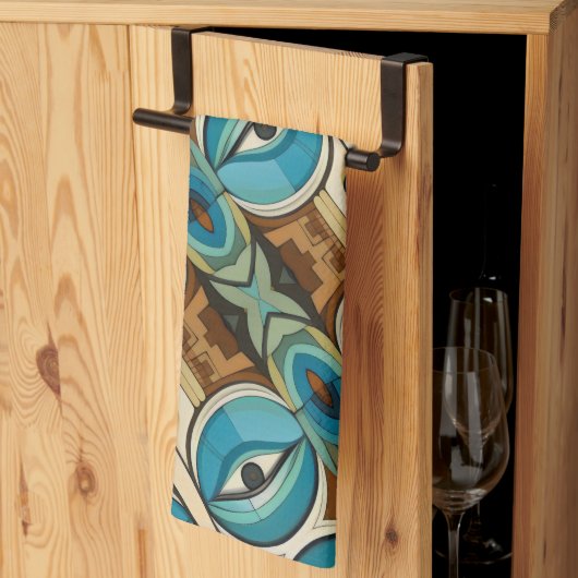 Art Deco Abstract Oogpatroon Theedoek (Derde Gevouwen)