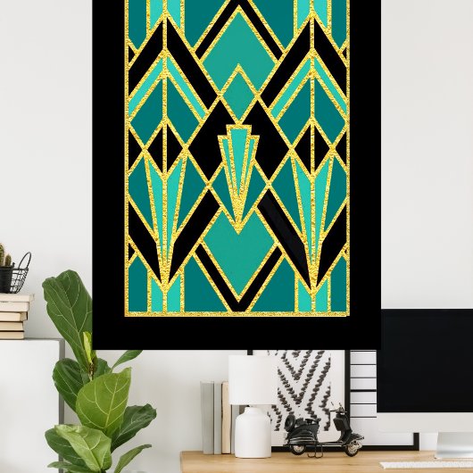 Art Deco Abstract patroon Poster (Thuiskantoor)