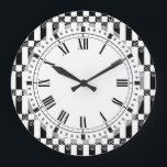 Art Deco Abstract/Wenen Geometrische afscheiding Grote Klok<br><div class="desc">Elegant zwart-wit patroon in een kunstdeco,  wijlen Jugendstille of Wenen Afscheidingsstijl.</div>