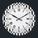 Art Deco Abstract/Wenen Geometrische afscheiding Grote Klok<br><div class="desc">Elegant zwart-wit patroon in een kunstdeco,  wijlen Jugendstille of Wenen Afscheidingsstijl.</div>