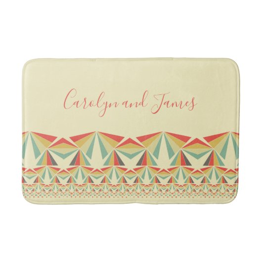 Art Deco Abstracte  Driehoeken, jouw naam Badmat (Voorkant)