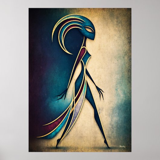 Art Deco Abstracte Figuur Geometrische Moderne Wan Poster (Voorkant)