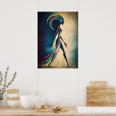 Art Deco Abstracte Figuur Geometrische Moderne Wan Poster (Keuken)