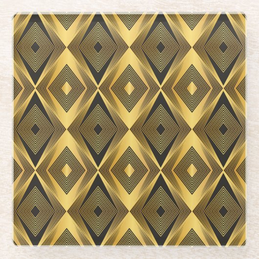 Art Deco: Abstracte geometrische achtergrond Glazen Onderzetter (Voorkant)