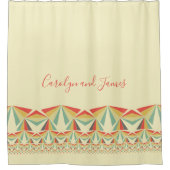 Art Deco Abstracte piramides, Jouw naam Douchegordijn (Voorkant)