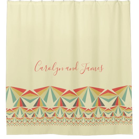 Art Deco Abstracte piramides, Jouw naam Douchegordijn (Voorkant)
