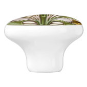 Art Deco Abstracte Witte Gouden Bloem Keramische Knop (Zijkant)