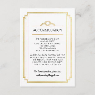 Art Deco-accommodatie bruiloft — Gegevens Informatiekaartje