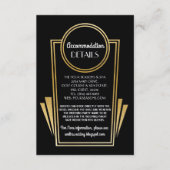 Art Deco Accommodding Wedding-kaarten Gold Black Informatiekaartje (Voorkant)