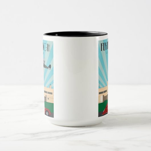 Art Deco-achtige mok met luchthaven Shoreham (Midden)