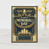 Art Deco-adelaarmonument Memorial Day Kaart (Gele Bloem)