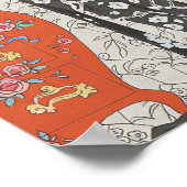 Art Deco afbeelding van een jonge dame die een bri Poster (Hoek)