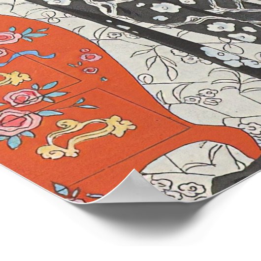 Art Deco afbeelding van een jonge dame die een bri Poster (Hoek)