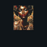 Art Deco Afro-Amerikaans portret Canvas Afdruk<br><div class="desc">Deze canvaskunst is voorzien van digitale kunstwerken van een elegante Afro-Amerikaanse vrouw in een luxe Art Deco-mode uit de jaren twintig. Haar opvallende look wordt benadrukt door gedurfde, glanzende rode lippen, dramatische oogmake-up met glinsterende metallic accenten en perfect gestileerde korte, krullen. Ze draagt prachtige sieraden, waaronder bungelende parel- en edelsteenoorbellen...</div>