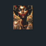 Art Deco Afro-Amerikaans portret Canvas Afdruk<br><div class="desc">Deze canvaskunst is voorzien van digitale kunstwerken van een elegante Afro-Amerikaanse vrouw in een luxe Art Deco-mode uit de jaren twintig. Haar opvallende look wordt benadrukt door gedurfde, glanzende rode lippen, dramatische oogmake-up met glinsterende metallic accenten en perfect gestileerde korte, krullen. Ze draagt prachtige sieraden, waaronder bungelende parel- en edelsteenoorbellen...</div>