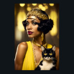 Art Deco, Afro-Amerikaanse Flapper, Gatsby Style Poster<br><div class="desc">Dit is een origineel Art Deco kunstwerk gemaakt door Celtic-Brother Design.</div>