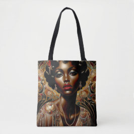 Art Deco Afro-Amerikaanse vrouw kunst Tote Bag