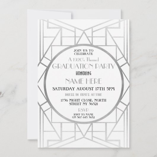 Art Deco afstudeerfeest uit de jaren 20 Gatsby uit Kaart (Voorkant)