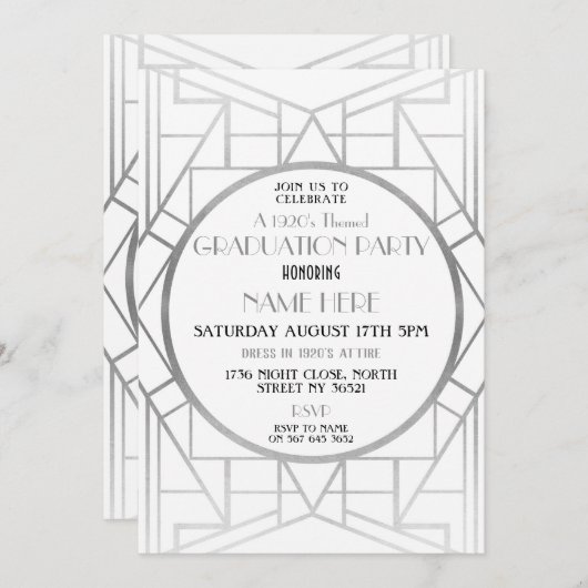 Art Deco afstudeerfeest uit de jaren 20 Gatsby uit Kaart (Voorkant / Achterkant)