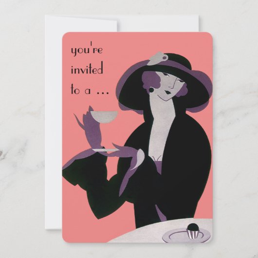  Art Deco Aftermiddag Tea Party Vrijgezellenfeest Kaart (Voorkant)