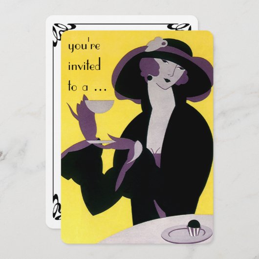  Art Deco Aftermiddag Tea Party Vrijgezellenfeest Kaart (Voorkant / Achterkant)