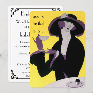  Art Deco Aftermiddag Tea Party Vrijgezellenfeest Kaart