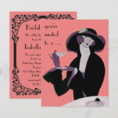  Art Deco Afternoon Tea Vrijgezellenfeest Party Kaart (Voorkant / Achterkant)