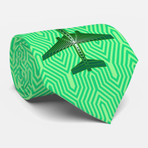 Art Deco Airplane, Emerald en Jade Green Stropdas