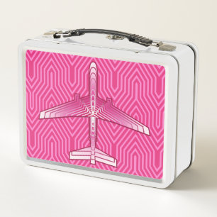 Art Deco Airplane, Fuchsia and Pastel Pink