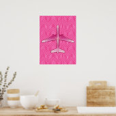 Art Deco Airplane, Fuchsia and Pastel Pink Poster (Keuken)