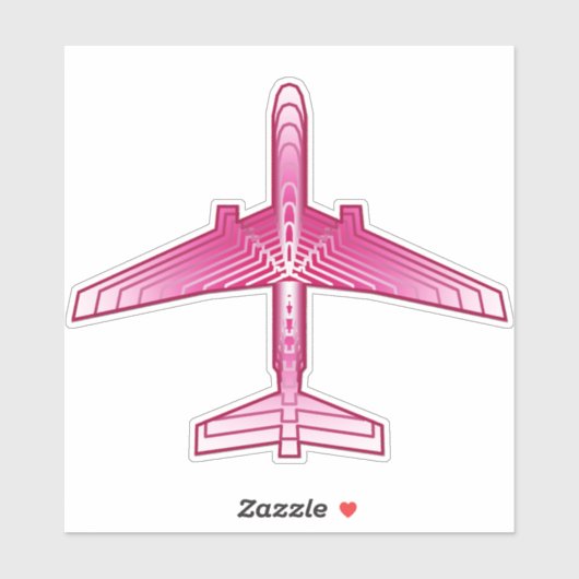 Art Deco Airplane, Fuchsia and Pastel Pink Sticker (Vel)