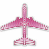 Art Deco Airplane, Fuchsia and Pastel Pink Sticker (Voorkant)
