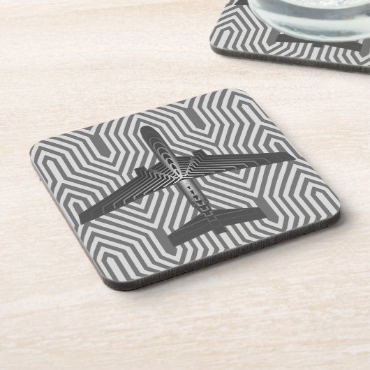 Art Deco Airplane, Graphite en Silver Grey Onderzetter (Linkerzijde)