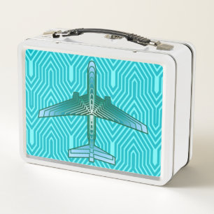 Art Deco Airplane, Turquoise, Blauwgroen en Aqua