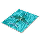 Art Deco Airplane, Turquoise, Blauwgroen en Aqua Tegeltje (Zijkant)